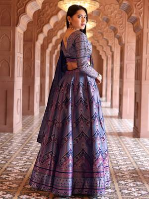 Light Lavender Faux Kanjivaram Silk Weaving Lehenga Choli 2