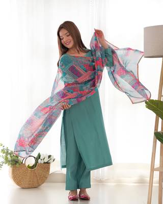 Heavy Viscose Straight Fit Kurta With Dupatta And Pent 3
