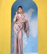 Multicolour Cotton Check Handloom Saree Without Blouse