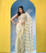 Multicolour Cotton Check Handloom Saree Without Blouse