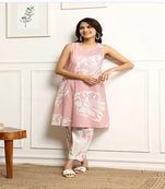 Women floral print rayon kurta with afgani pant comfortable suit