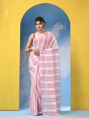 Taupe chocolate cotton handloom saree 1