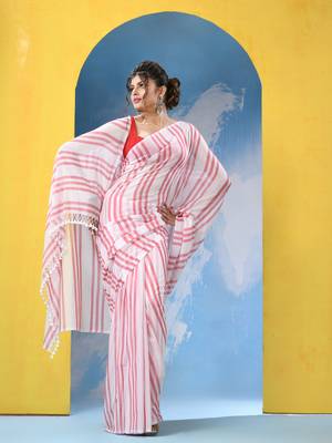 Taupe chocolate cotton handloom saree 3
