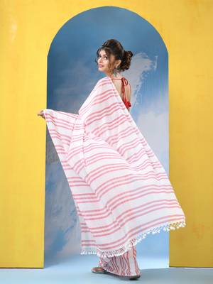 Taupe chocolate cotton handloom saree 4