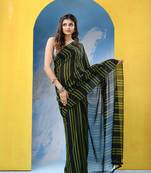 Black cotton handloom saree
