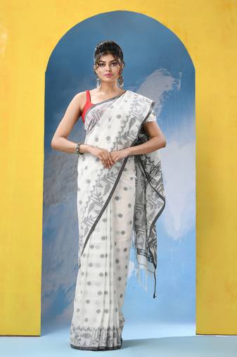 Multicolour cotton check handloom saree