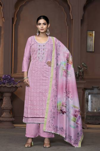 Women's onion pink unstitched heavy neck handwork modal cotton dress material (m-msmfc11402c)