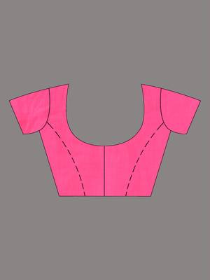 Hot pink cotton handloom jamdani saree with running blouse piece 5