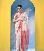 White Cotton Handloom Saree Without Blouse