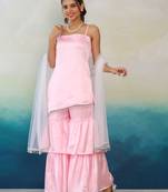  Baby Pink Color Sharara Set with White Net Dupatta