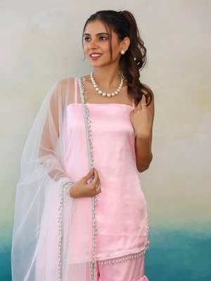  Baby Pink Color Sharara Set with White Net Dupatta 5