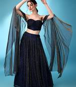 Navy Blue Color Fancy Lycra Designer Lehenga Choli