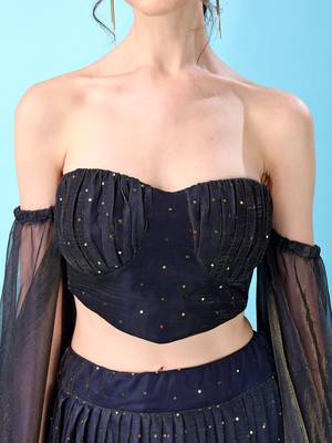 Navy Blue Color Fancy Work Lycra Lehenga Choli 4