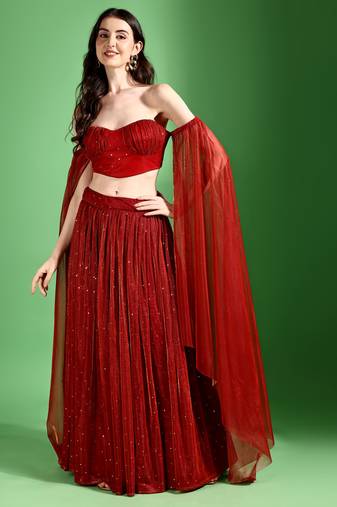 Red Color Fancy Lycra Designer Lehenga Choli