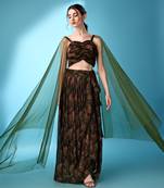 Brown & Green Color Fancy Lycra Designer Lehenga Choli