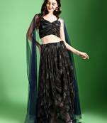 Navy Blue & Balck Color Fancy Lycra Designer Lehenga Choli