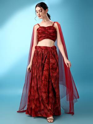 Red Color Fancy Work Lycra Lehenga Choli 1