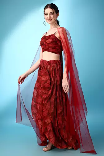 Red Color Fancy Work Lycra Lehenga Choli