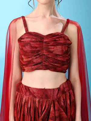 Red Color Fancy Work Lycra Lehenga Choli 4