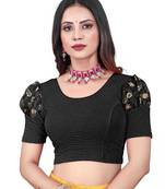Black Cotton Woven Saree Blouse