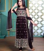 Brown georgette embroidery churidar salwar suit for girls dress