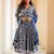 Blue printed rayon kurta pant with dupatta set