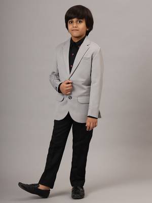 Light grey blazer with black trousers 2