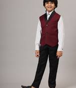 Boys maroon tuxedo waistcoat