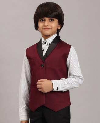 Boys maroon tuxedo waistcoat 2