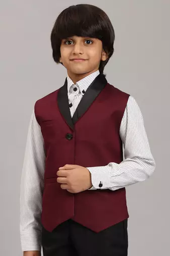 Boys maroon tuxedo waistcoat