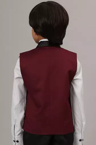 Boys maroon tuxedo waistcoat