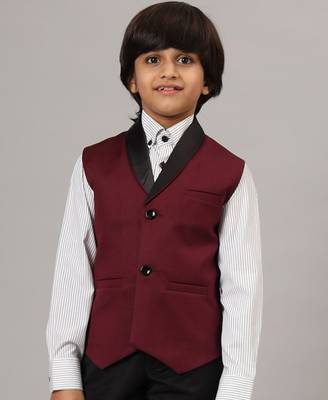 Boys maroon tuxedo waistcoat 5