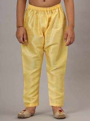 Boys light yellow kurta set embroidered with nehru jacket 5
