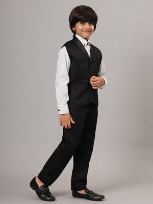 Boys black tuxedo waistcoat 1