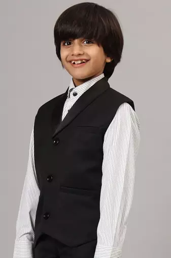 Boys black tuxedo waistcoat