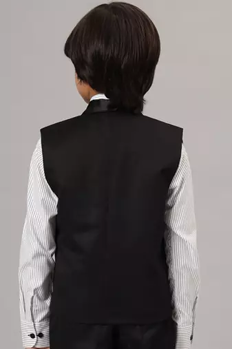 Boys black tuxedo waistcoat