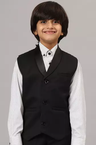 Boys black tuxedo waistcoat