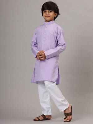 Boys purple solid kurta set 2