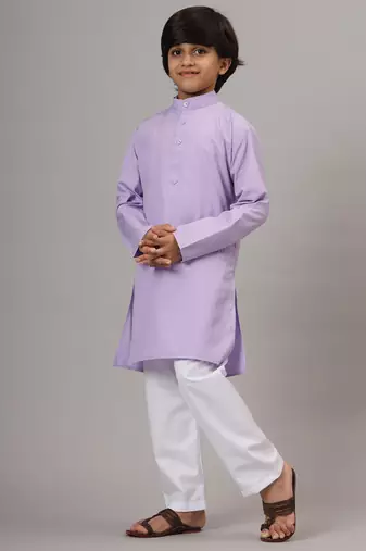 Boys purple solid kurta set