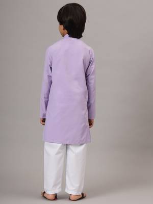 Boys purple solid kurta set 3