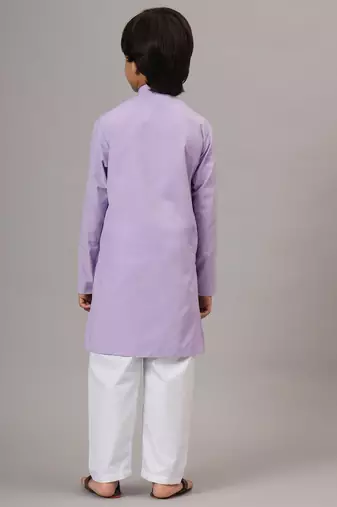 Boys purple solid kurta set