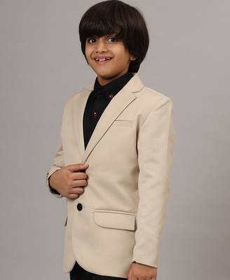 boys solid beige blazer 2