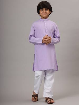 Boys purple solid kurta set 5