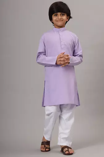 Boys purple solid kurta set