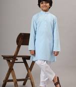 Boys sky blue solid kurta set