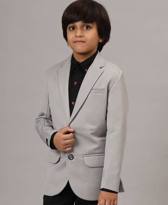 Boys solid light grey blazer 2