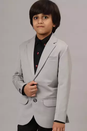 Boys solid light grey blazer