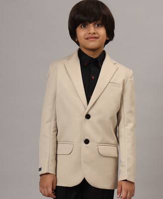 boys solid beige blazer 5