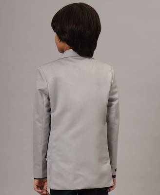 Boys solid light grey blazer 3