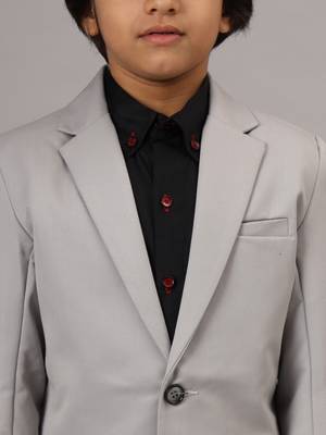 Boys solid light grey blazer 4